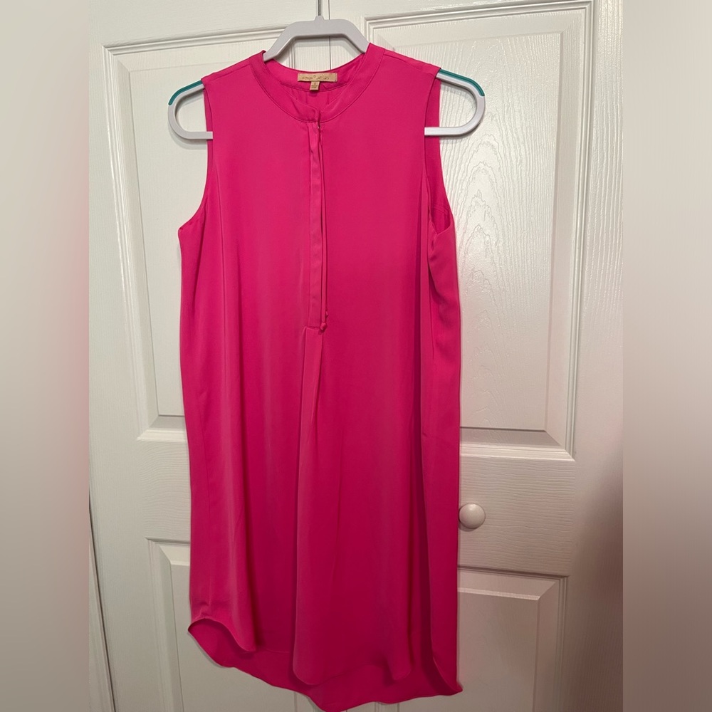Gibson Latimer Womens Pink Sleeveless Shirt Dress Gold Zipper‎ Front Size Small